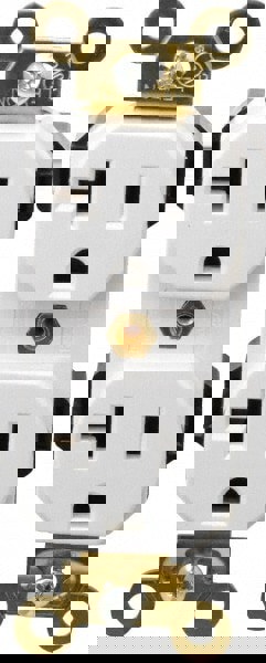 Straight Blade Duplex Receptacle: NEMA 5-20R, 20 Amps, Self-Grounding